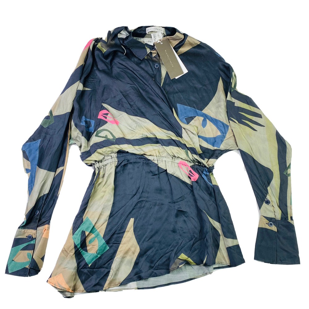 Palmer Harding Flowy Viscose Abstract Print Tunic Blouse Multicolor US 10 NWT